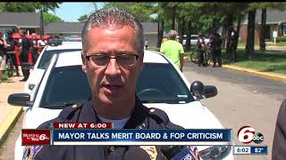 Indy mayor talks Merit Board and FOP criticism