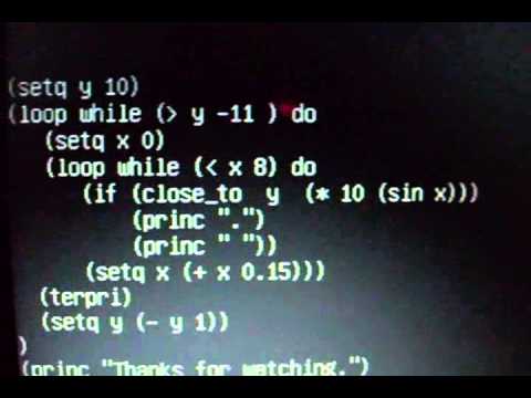 Lisp Program displaying a sine wave.