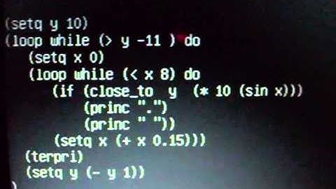 Lisp Program displaying a sine wave.