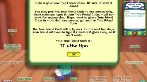 Toontown True Friend codes
