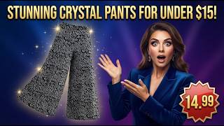 Tamsy Silver Printed Wide Leg Pants with Crystal Detail - OS