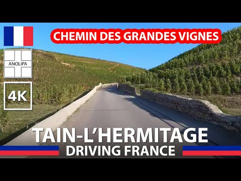 Driving in FRANCE 🚙 🇫🇷 Tain l'Hermitage • Chapelle • chemin des grandes vignes 4K