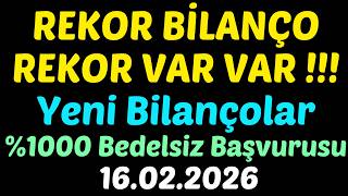 REKOR BİLANÇO, REKOR VAR VAR !!! Yeni Bilançolar, %1000 Bedelsiz Başvurusu #borsa
