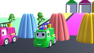 Colors for kids🌈| Fun learning colors🎈🎨🎁 with Cartoon trucks🚜 &amp; vehicles 🚒🏖️| kids videos for kids🐳