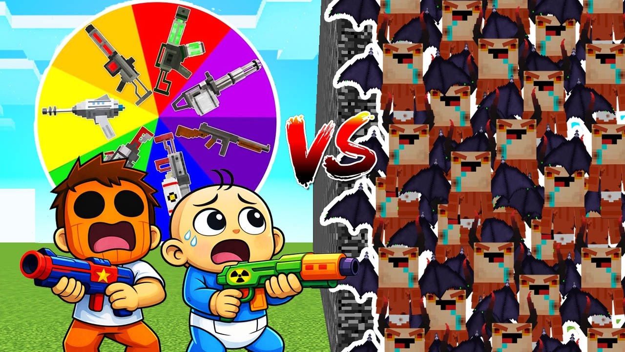 RULETA 🔫🎯 VS 1.000.000 BEBÉS NOOB DEMONIO EN MINECRAFT 😱🔥