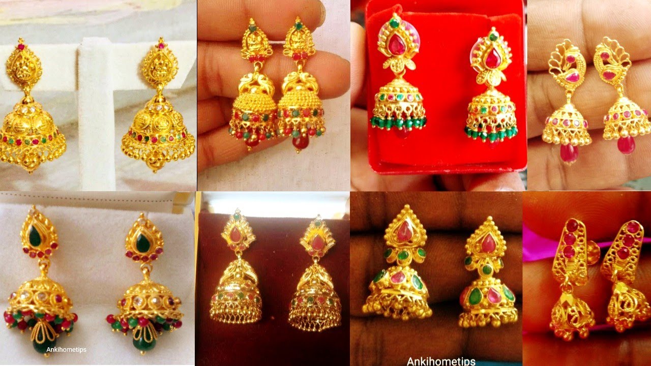 Latest gold earrings collection with 12 grm of weight/latest buttalu  designs/latest wedding jumakas - YouTube