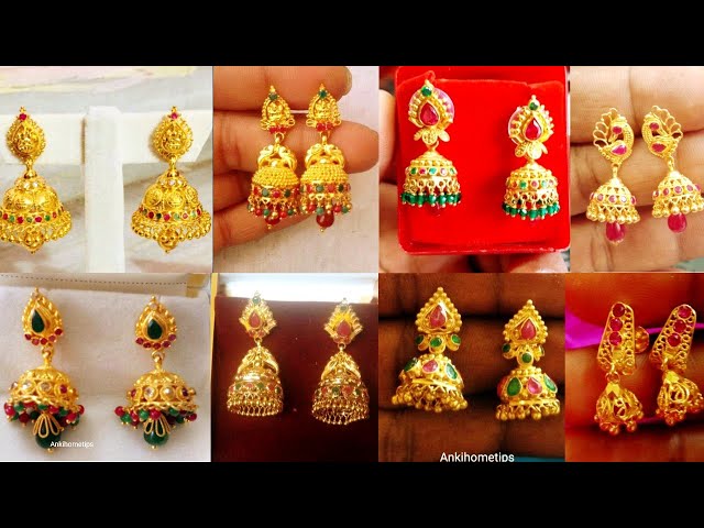 Golden Brass Cz Jhumka Earrings at Rs 41/pair in Machilipatnam | ID:  27309116555