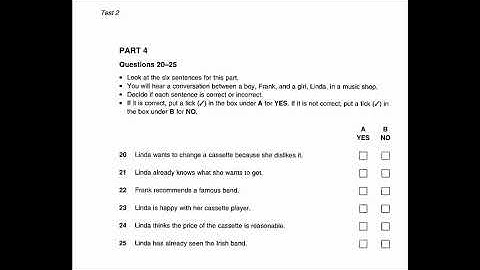 Study English online (B1). Preliminary English Test (PET) Listening Book 4 : Test 2 part 4