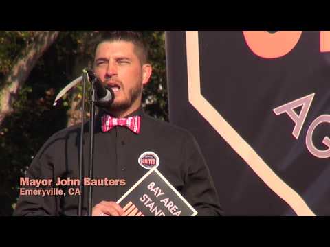 John Bauters, the mayor of Emeryville, speaks at United Against Hate Week kick-off event