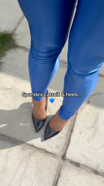 So Glossy and smooth! ✨ #shiny #spandex #ootd #heels #catsuit #leggings #shoes #fyp