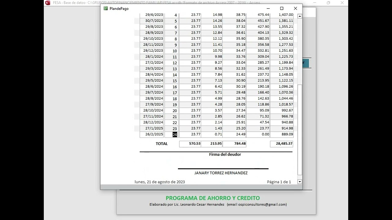 Plan de pago
