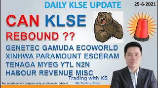 Daily KLSE Update - 25-6-2021 - CAN KLSE REBOUND ??  GENETEC GAMUDA ECOWORLD  PARAMOUNT ESCERAM