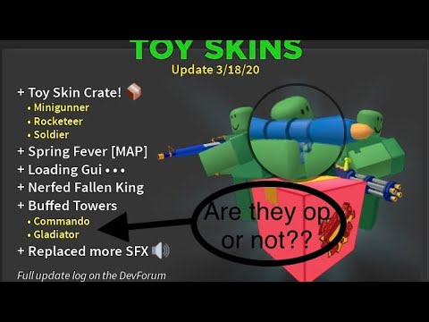 New Toy Skins All New Update Tower Defence Simulator Roblox Youtube - toy skins tower defense simulator roblox
