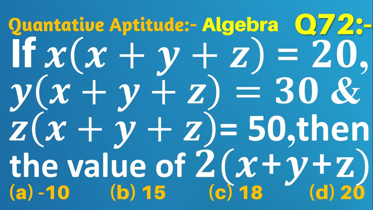 If X X Y Z Y X Y Z 30 And Z X Y Z 50 Then The Value Of 2 X Y Z Is Youtube