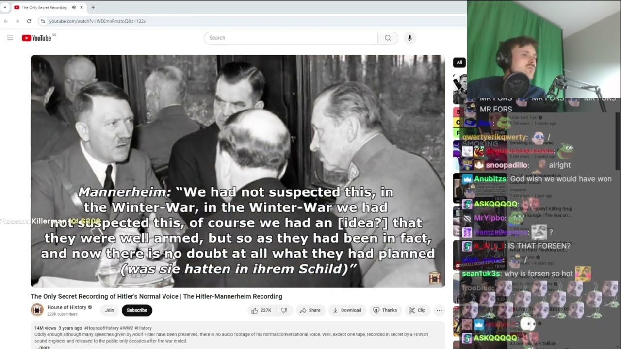Forsen Reacts to The Only Secret Recording of Hitler's Normal Voice | The Hitler-Mannerheim Recordin