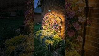 Old Headboard Turned Into a Glowing Garden Trellis