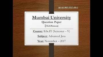 Advanced Java (November – 2017) [75:25 Pattern | Question Paper]