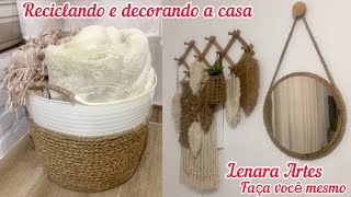 Decorando a casa, reciclagem barata e fácil de fazer cesto organizador para manta e espelho rústico