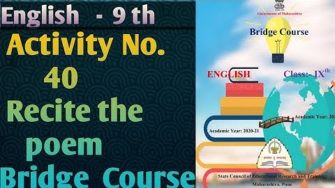 Std.9 English Bridge Course | Activity no.40 | Poem recitation  | Narayani Tech Academy