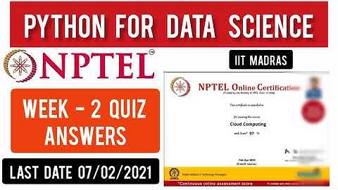 NPTEL 2021: Python For Data Science Week 2 Answers | Python For Data Science Assignment 2 Solutions