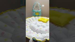 Round baby bed with pillow and mosquito net #babybed #newbornessentials