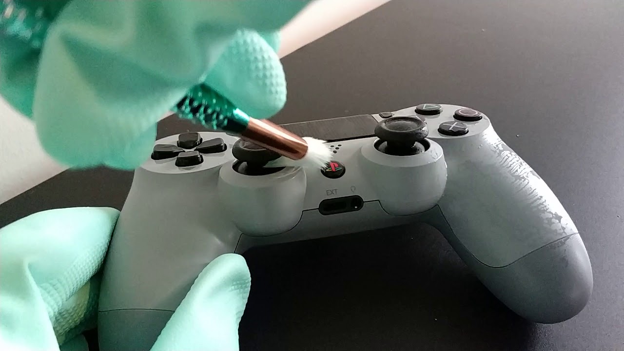 Cleaning PS4 controller with plastic gloves ASMR YouTube