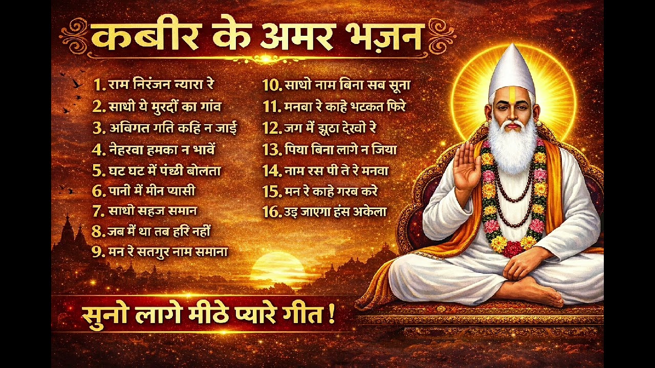 कबीर के 16 अमर भजन | राम निरंजन न्यारा रे से उड़ जाएगा हंस अकेला तक | Kabir Bhajan Collection