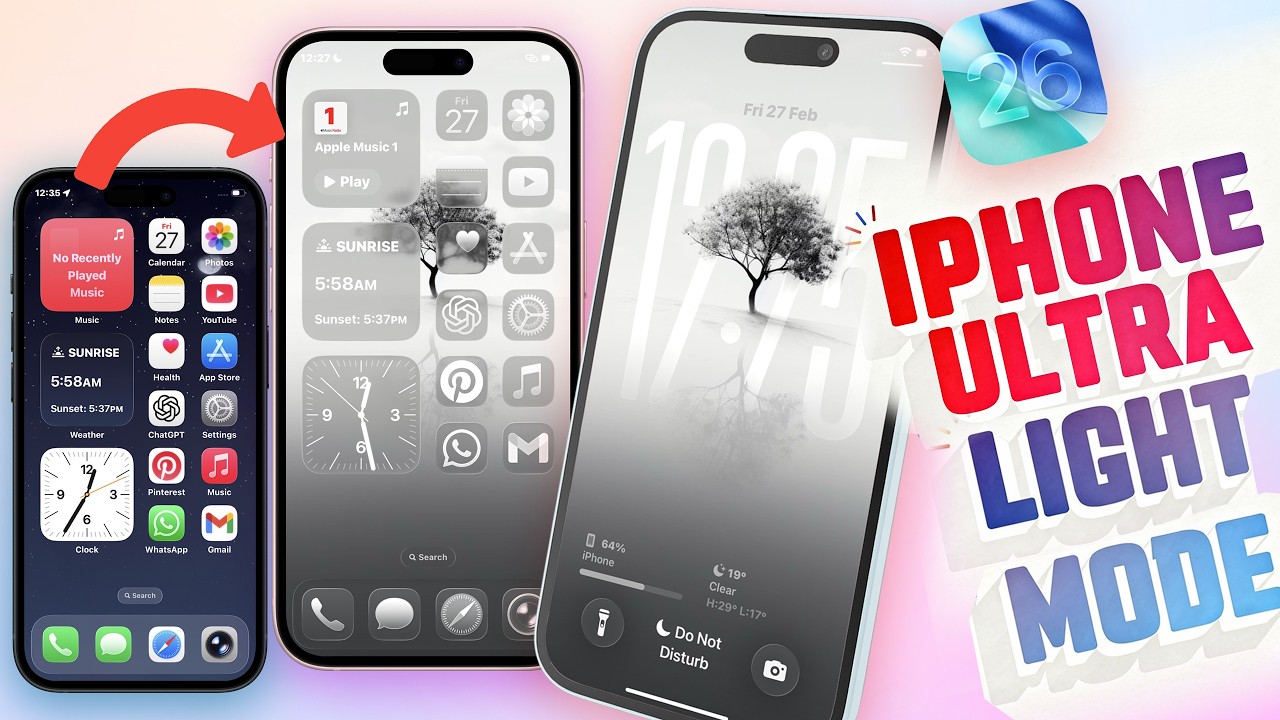 Ultra Light Mode iOS 26: Turn Your iPhone PURE WHITE! - YouTube