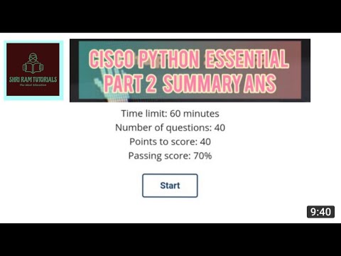 Python Essential | Part 2 Summary ans  !! CISCO !! Shri Ram Tutorials