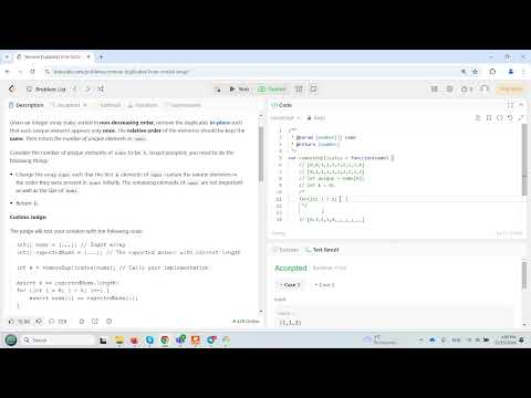 Leetcode problem 26  Remove Duplicates from Sorted Array  (JavaScript)