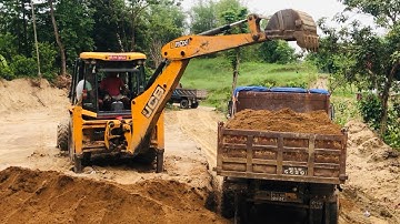 JCB Backhoe 3DX Machine Loading Soil Video (Tripper Dump 2024) @droneplanet2040