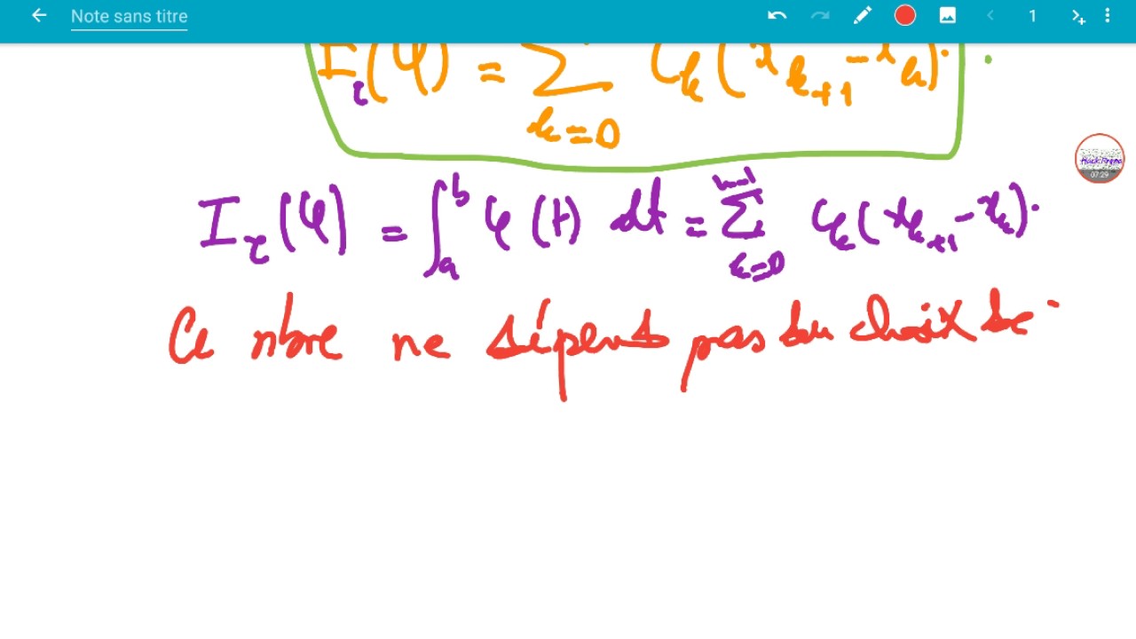 INTEGRALE D'UNE FONCTION EN ESCALIER -integrale d'une fonction sur un segment-