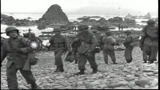 American soldiers land at Kiska in Aleutian Island, Alaska HD Stock Footage