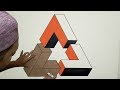 Optical illusion 3d wall painting triangle  3d wall decoration effect  cat tembok kreatif 3d