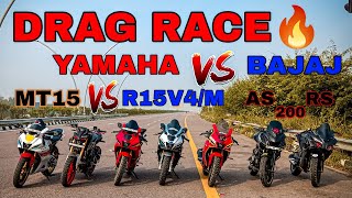 RS200 VS R15V4/M VS MT15 VS AS200||DRAG RACE ||RACE TILL THEIR POTENTIAL ||BIRTHDAY SPECIAL DRAG⚡