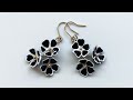 ワイヤーとマニキュアで作る黒いプリムラのピアス How to make black primrose earrings. [Nail polish flower]