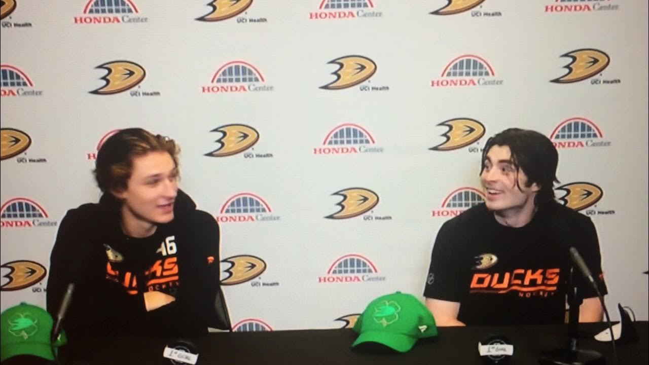 Trevor Zegras and Jamie Drysdale First Goal Celebration Ducks 