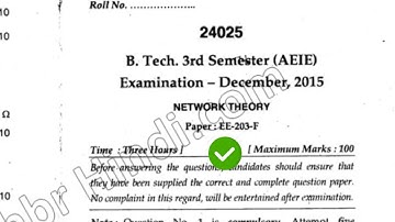 2015 Mdu BTech AEIE 3rd Sem Network Theory Question Paper
