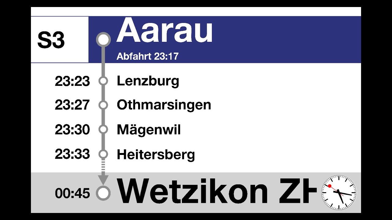 ZVV Ansagen, S3 (Aarau-Wetzikon ZH) Speziell