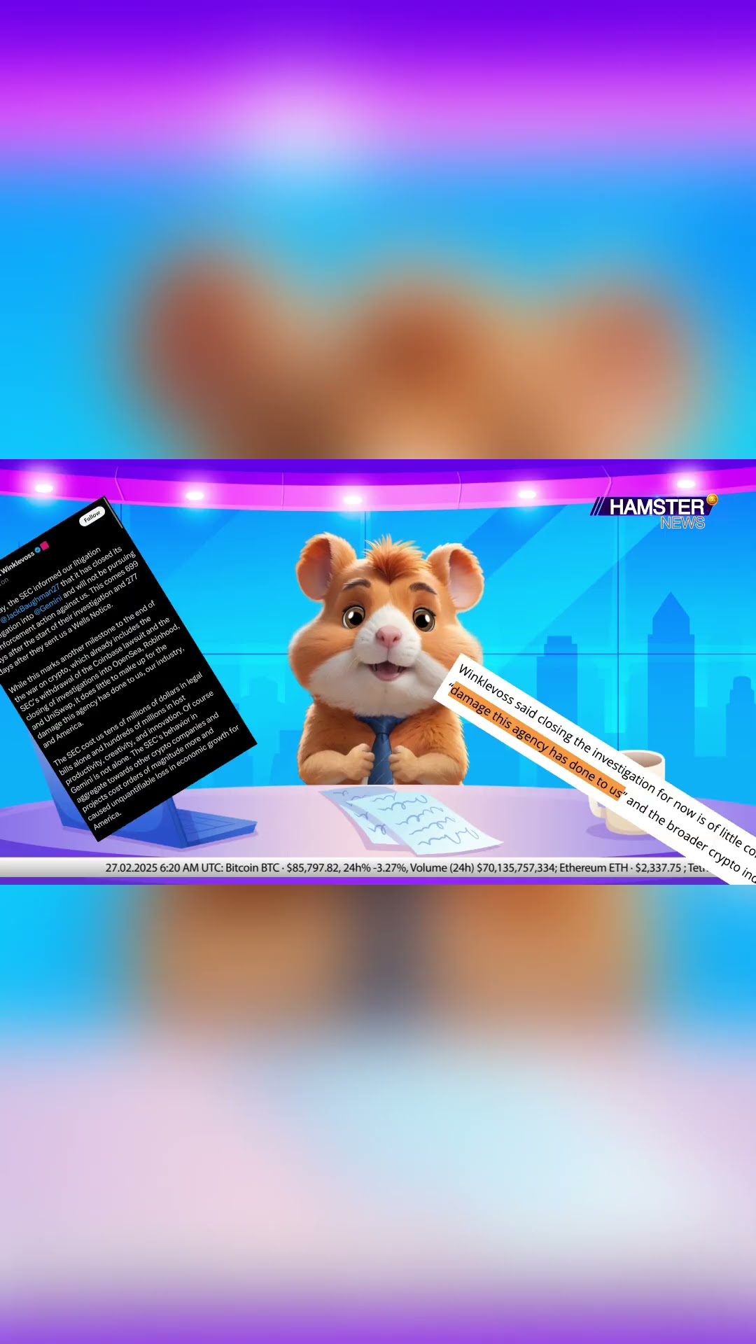 Gemini’s Winklevoss says SEC closed investigation with no action ⚡️ Hamster News