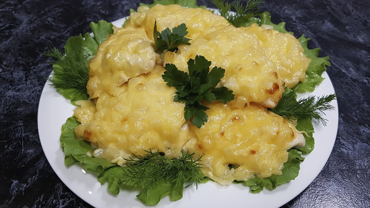 Рецепт куриного филе с ананасами и сыром
