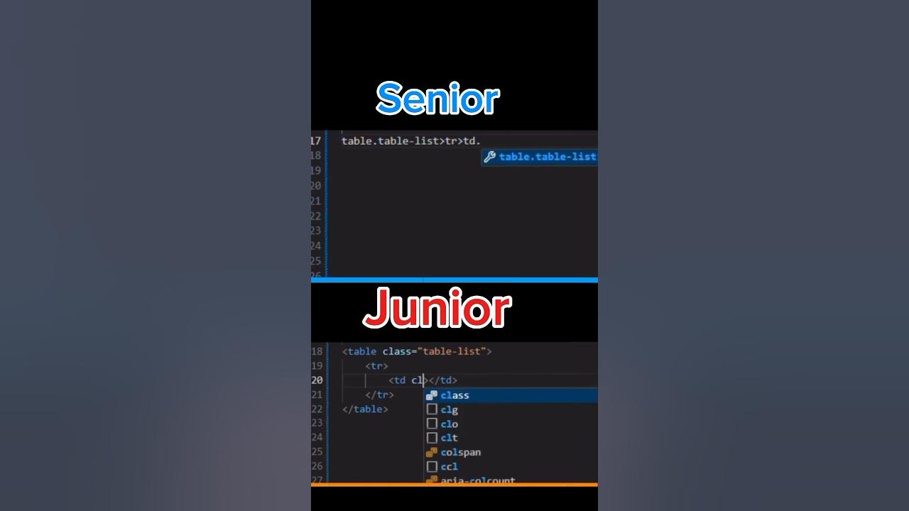 How create table in html difference senior and junior developers