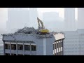 World dangerous building demolition excavator operator excellent demolition level max complication