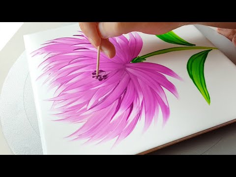 (745) A single pink flower | Easy Painting ideas | Painting for ...