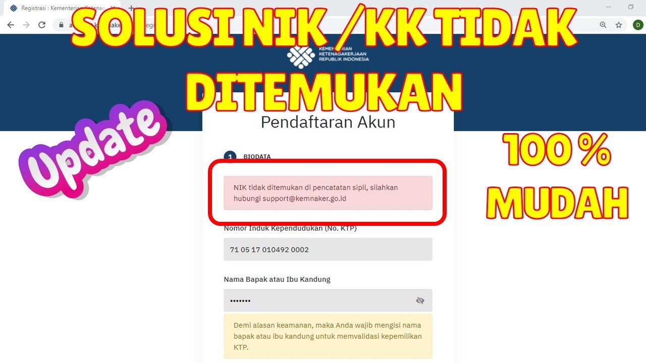 Cara Mengatasi NIK/KK Tidak ditemukan/Valid Saat Daftar Prakerja Akun
