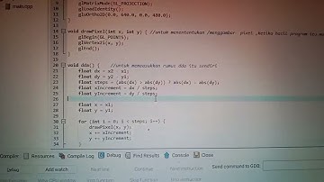 membuat garis menggunakan Algoritma DDA di apk Dev C++ dengan librarry openGL