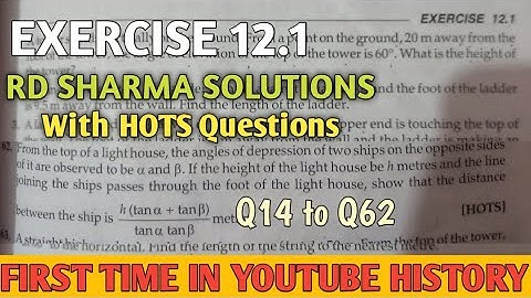 RD Sharma class 10 Ex-12.1|| height and distance|| chapter 12 math Rd Sharma|| maths || cbse board