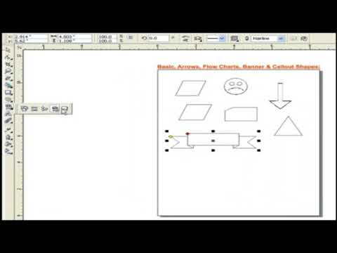 Basic, Arrows, Flowcharts, Banner & Callout Shapes || Drawing Tools ||  CorelDraw X3  in English