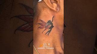 Fairy Girl Tattoo on Neck | Magical & Elegant Tattoo Design