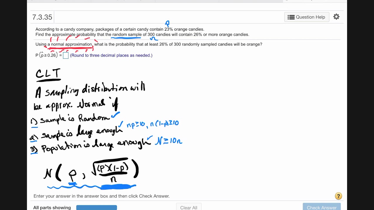 Math 141 Section 7.3 CLT Help - YouTube